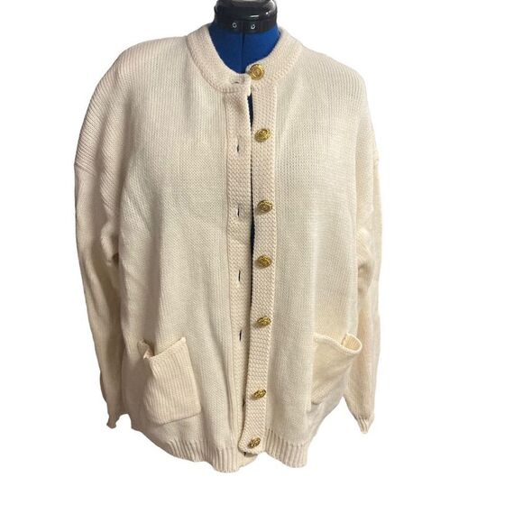 ASHLEY HILL Women’s Front Button Sweater Cardigan Ivory/Cream XL - Picture 4 of 12